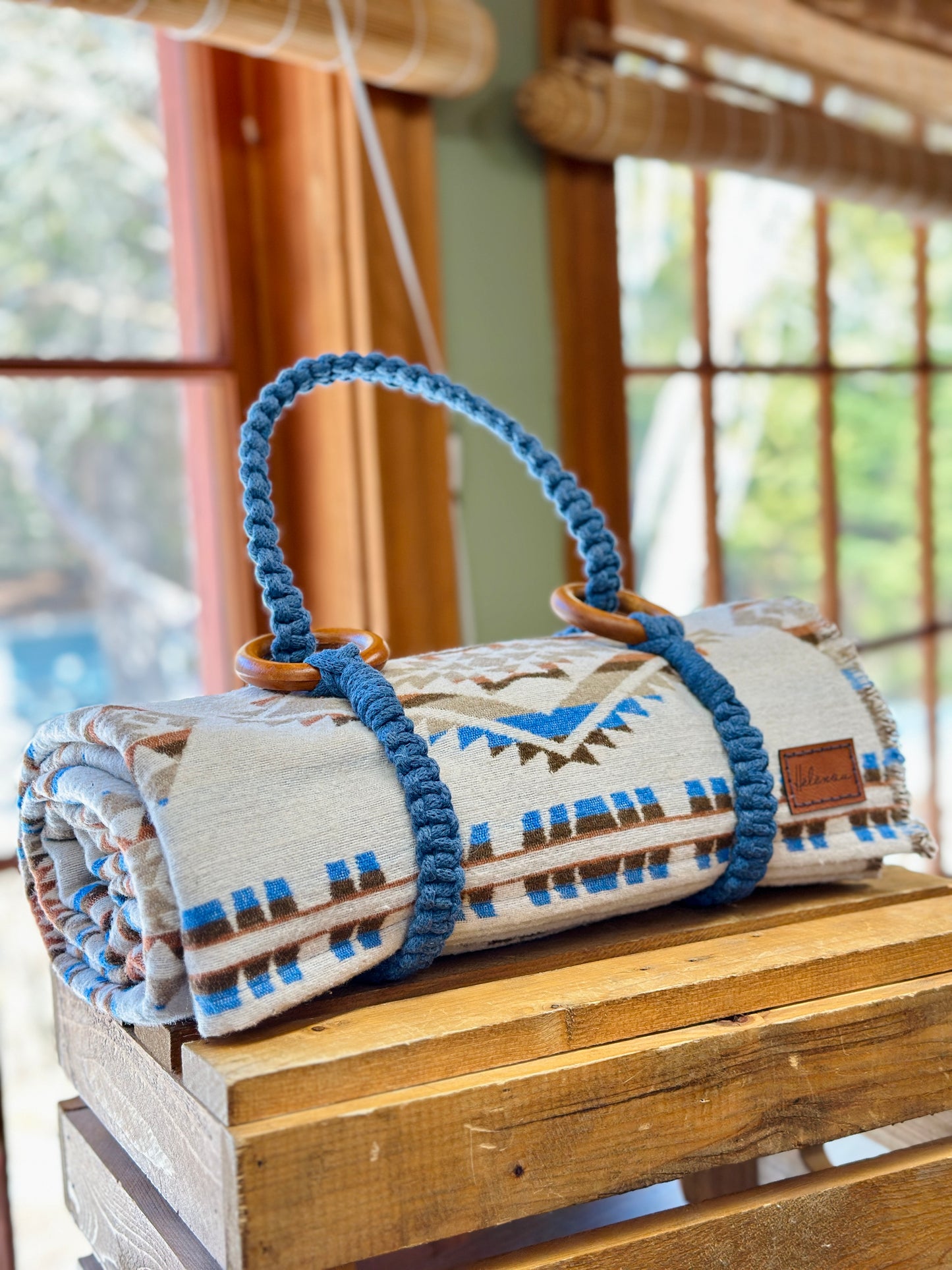 Couverture - Jeté en laine à motif boho aztèque