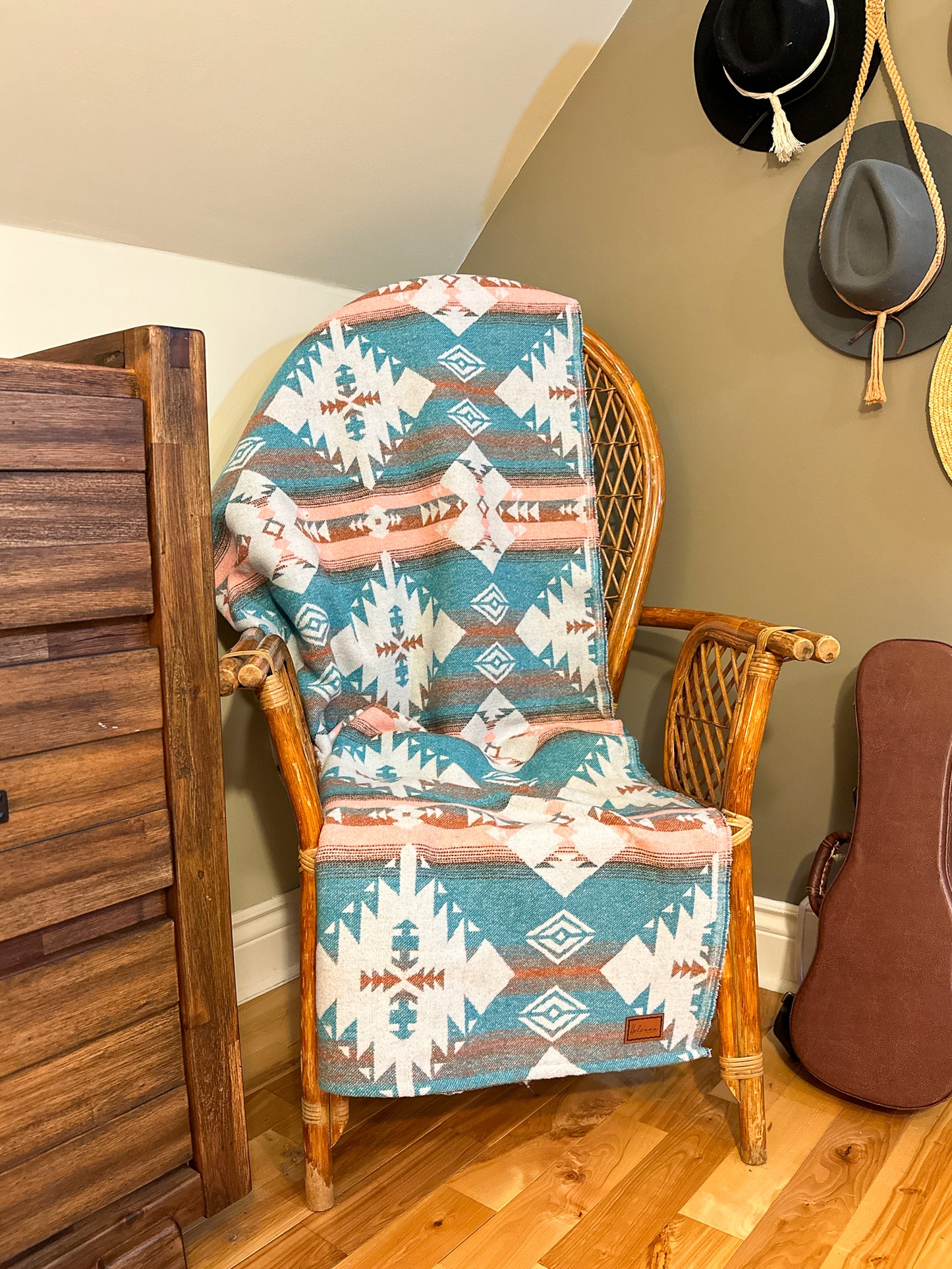 Couverture - Jeté en laine à motif boho aztèque