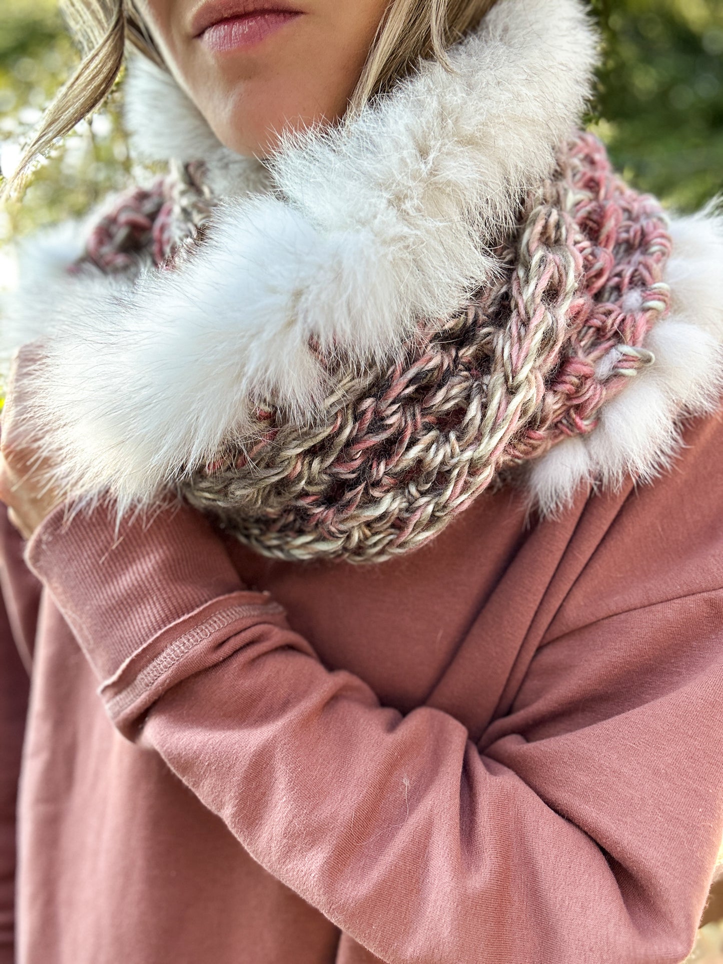Scarf with recycled fur