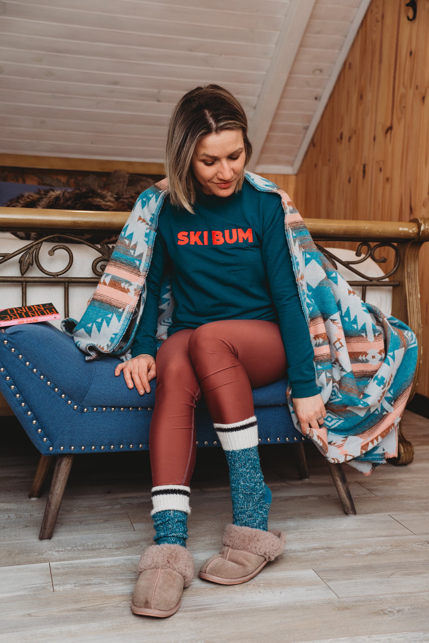 Couverture - Jeté en laine à motif boho aztèque