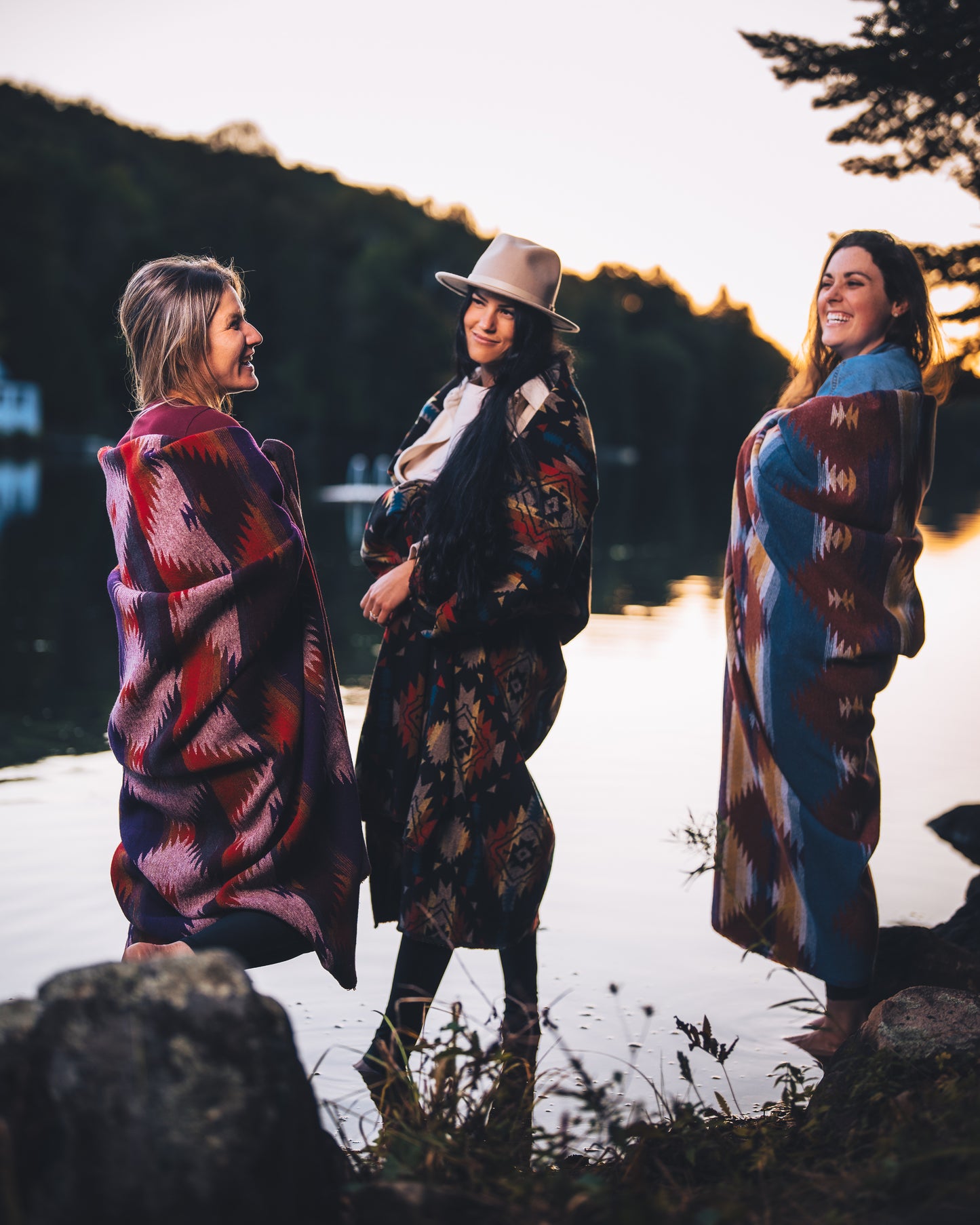 Couverture - Jeté en laine à motif boho aztèque