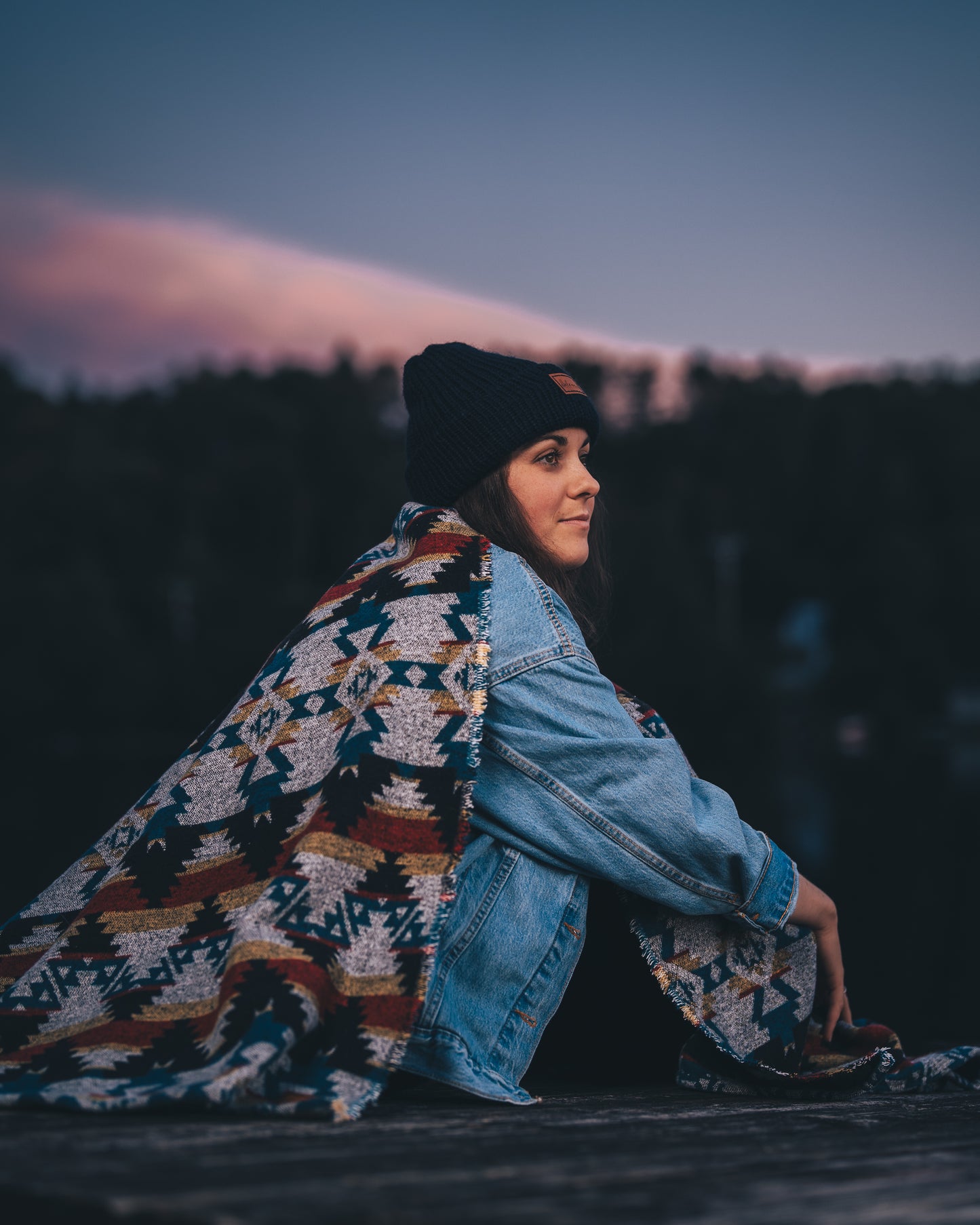 Couverture - Jeté en laine à motif boho aztèque