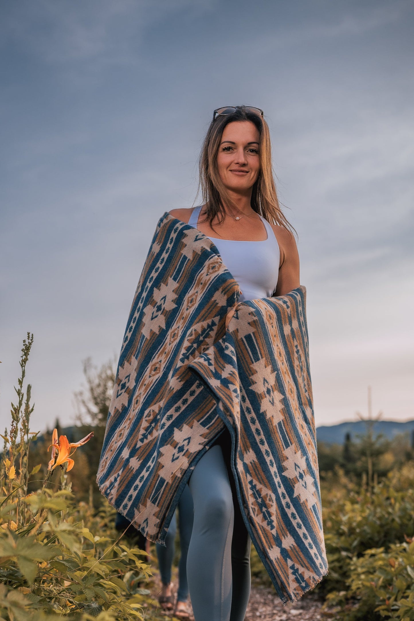 Couverture - Jeté en laine à motif boho aztèque