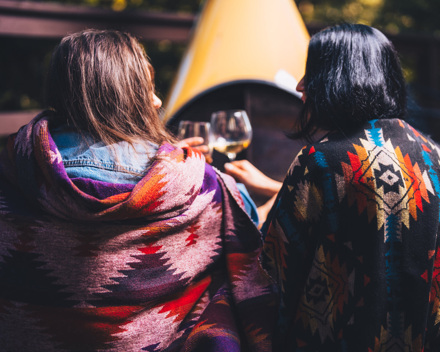 Couverture - Jeté en laine à motif boho aztèque