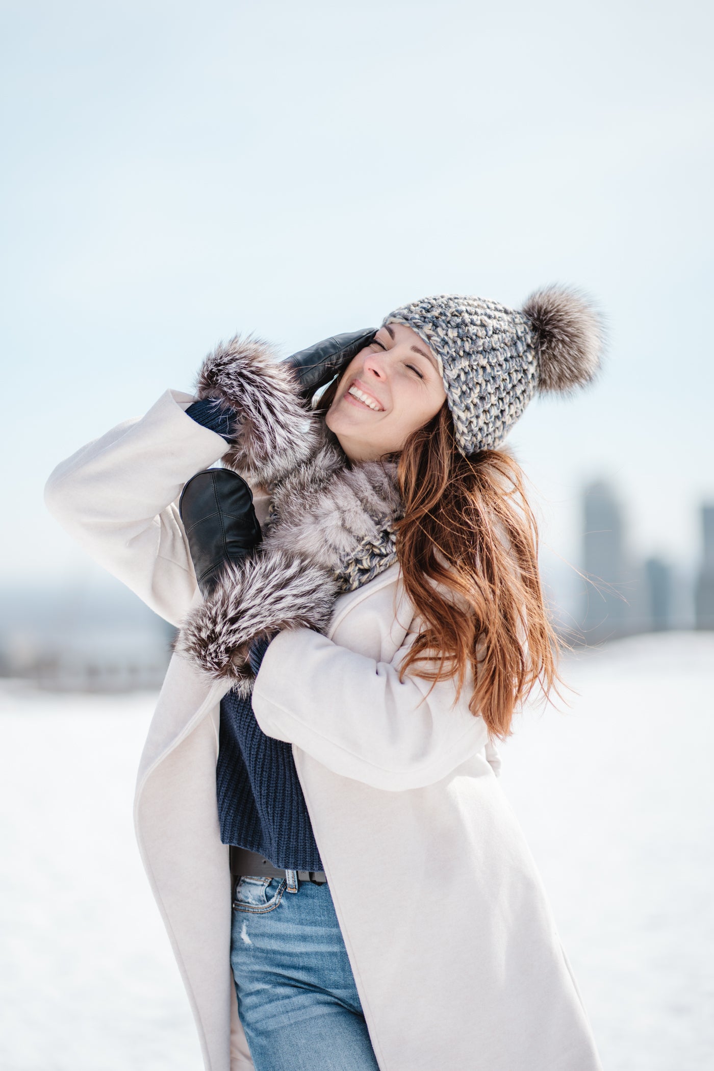 Scarf with recycled fur