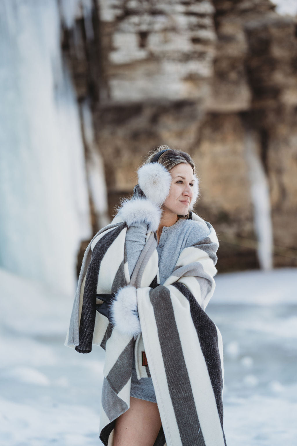Cache-oreilles en fourrure recyclée, Renard norvégien