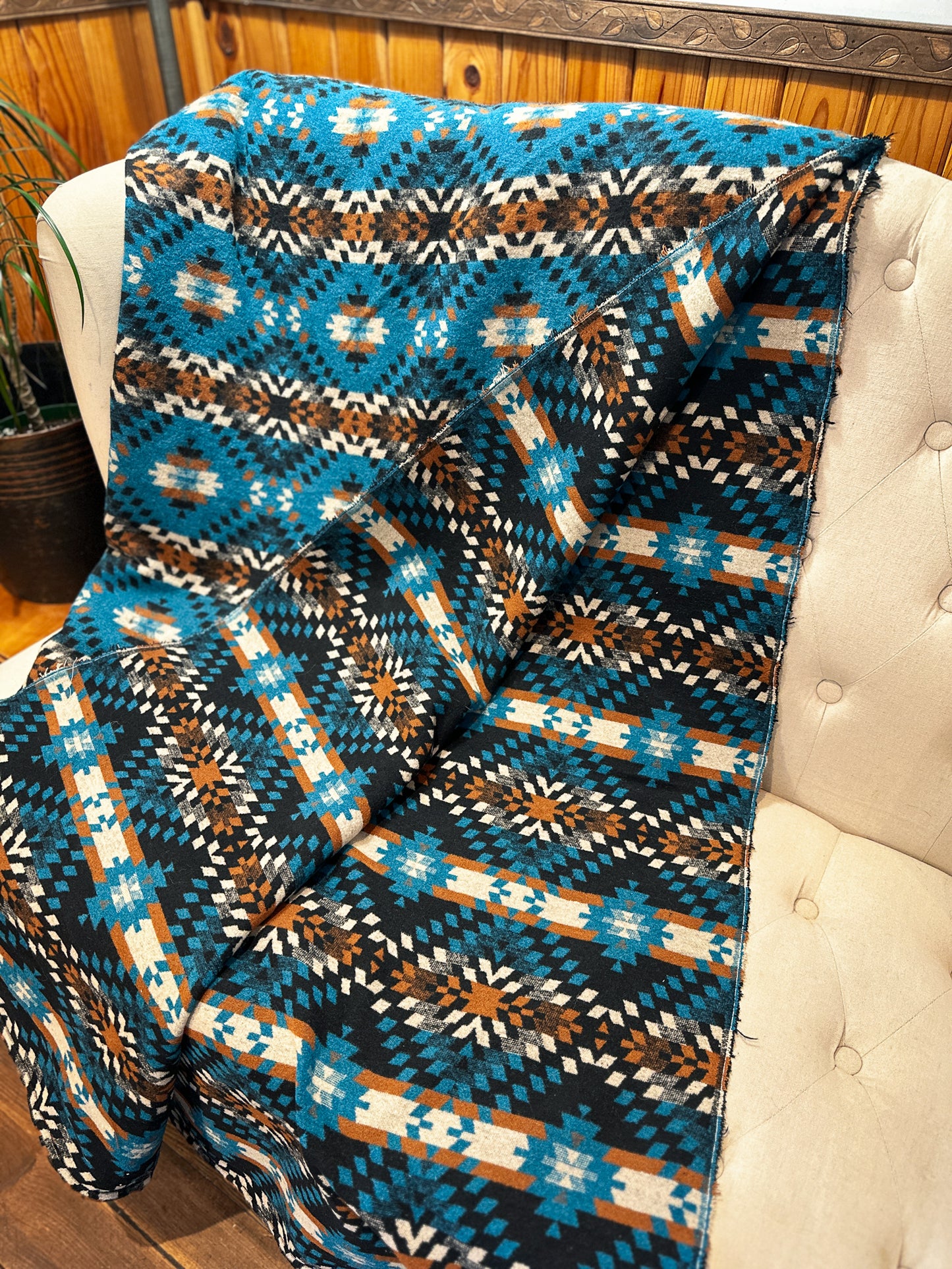Couverture - Jeté en laine à motif boho aztèque