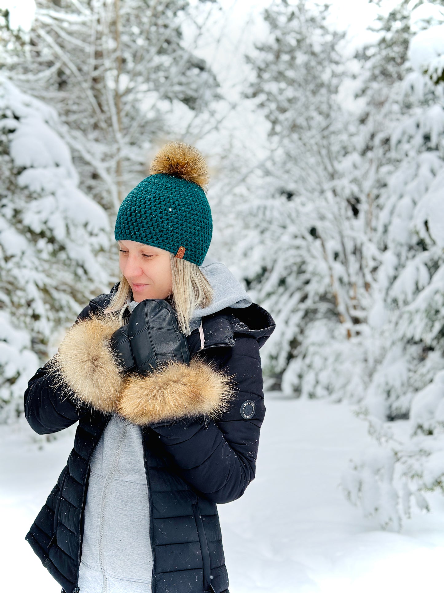 Ensemble Mitaines et Tuque avec pompon