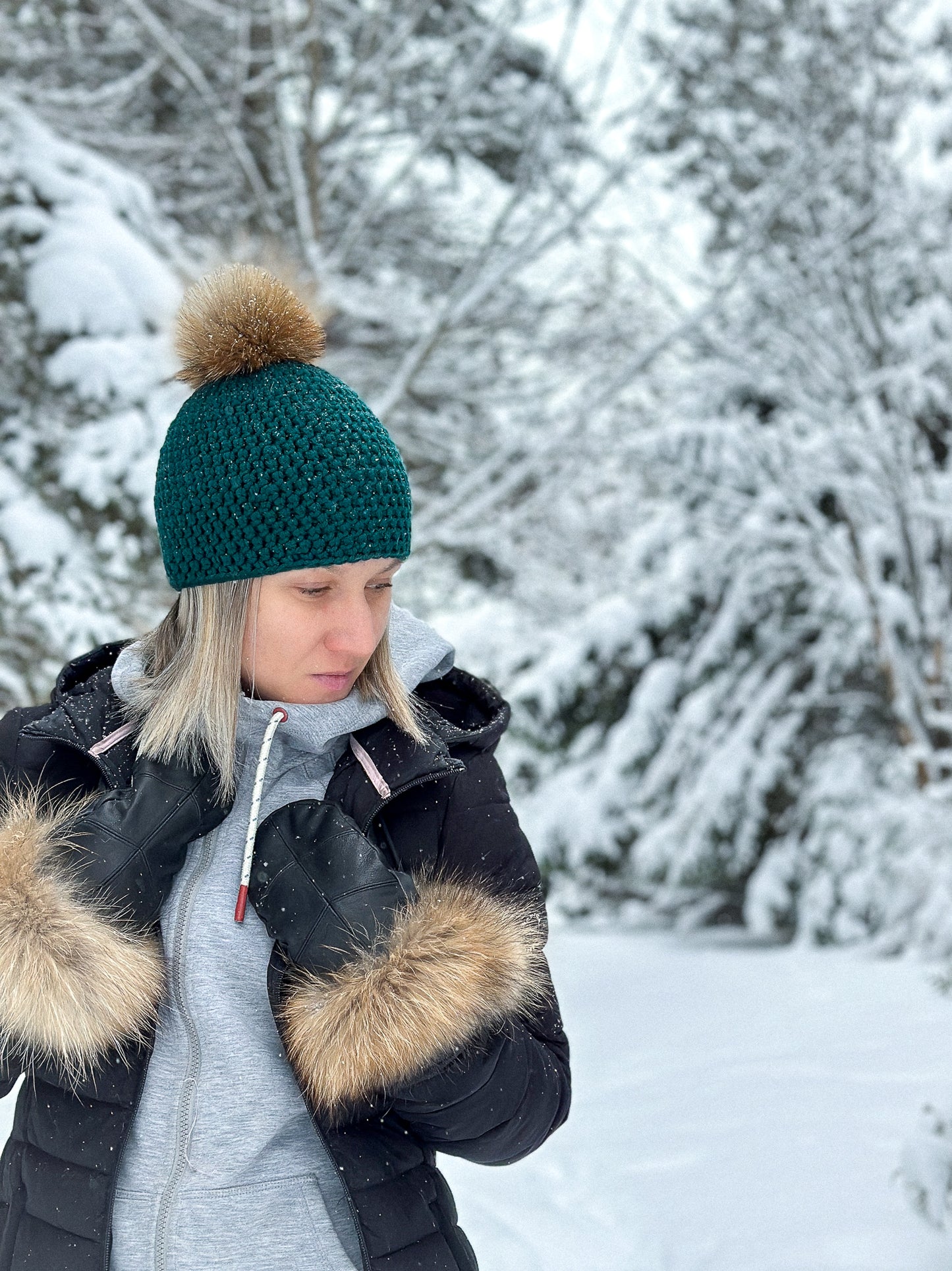 Ensemble Mitaines et Tuque avec pompon