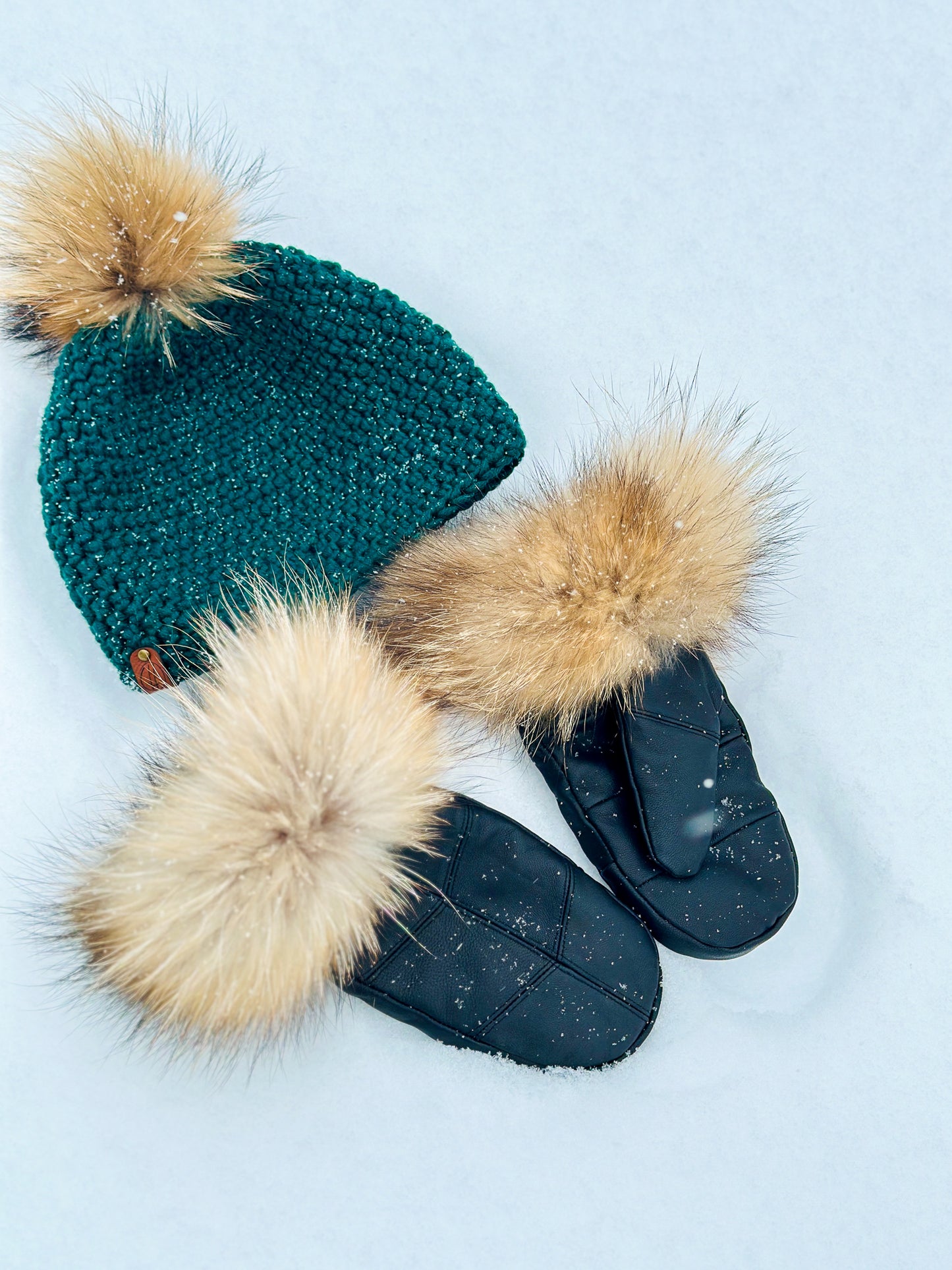 Ensemble Mitaines et Tuque avec pompon