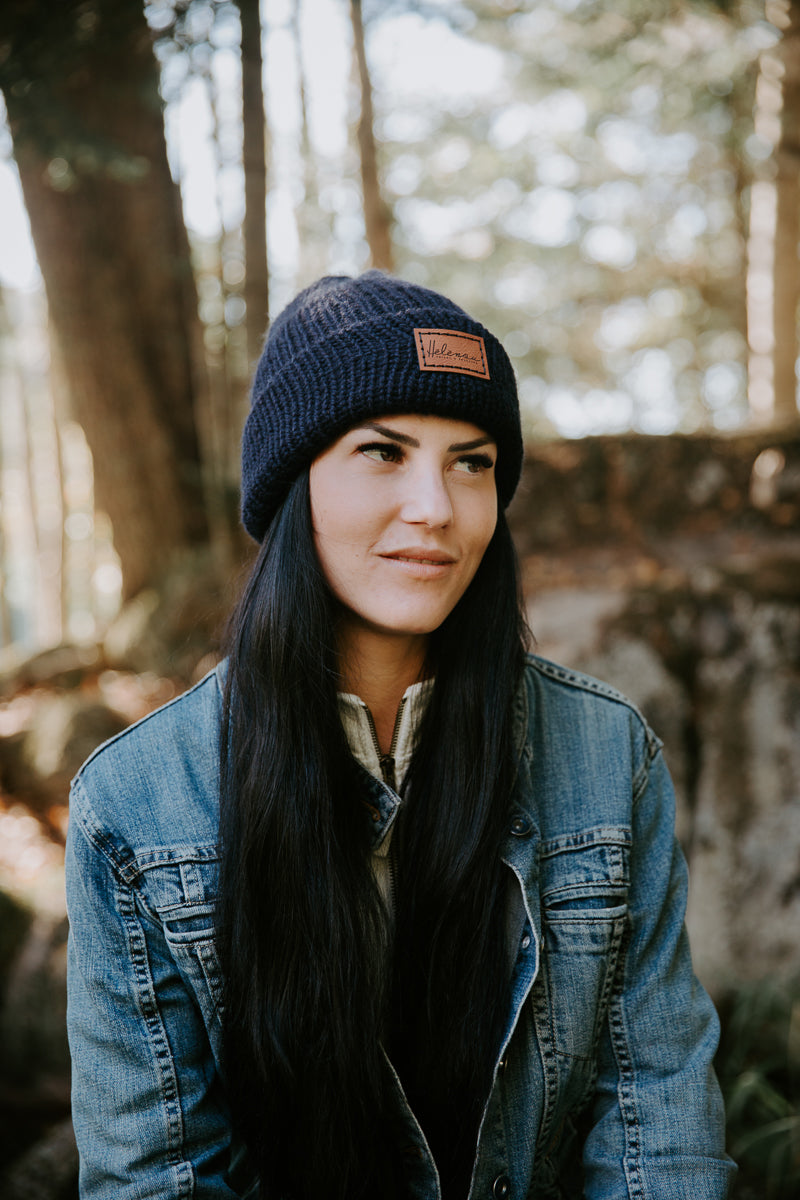 Tuque tricot doublée avec ourlet - Marine