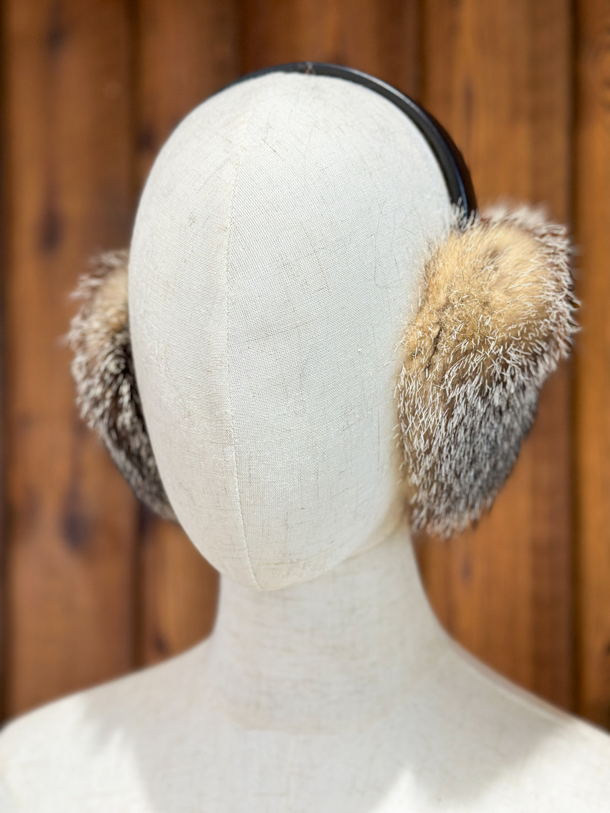 Cache-oreilles en fourrure recyclée, Renard américain