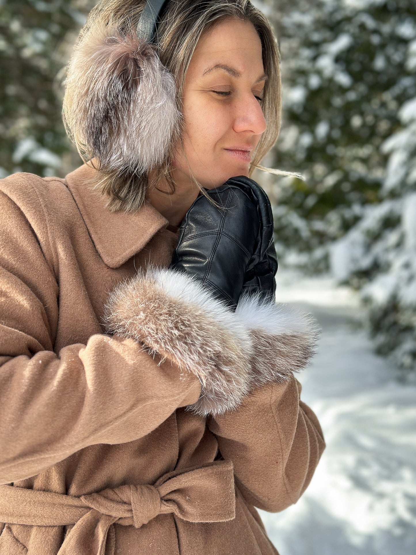 Recycled Fur Earmuffs, Ginger Wild Cat