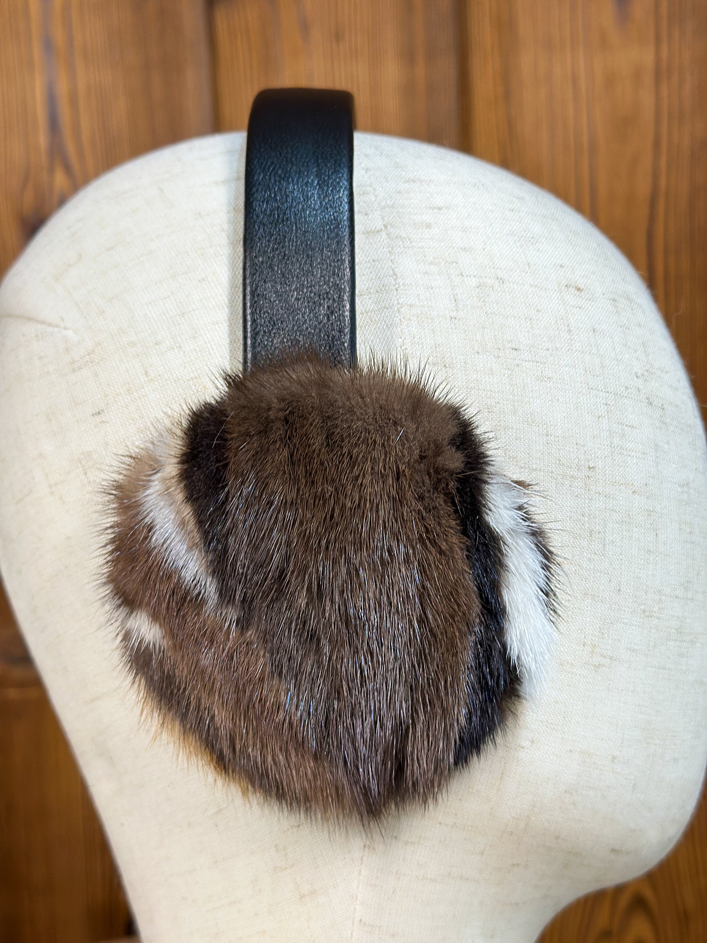 Cache-oreilles en fourrure recyclée, vison multi