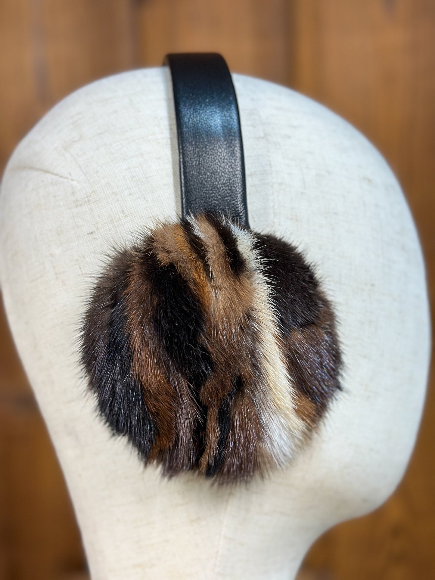 Cache-oreilles en fourrure recyclée, vison multi