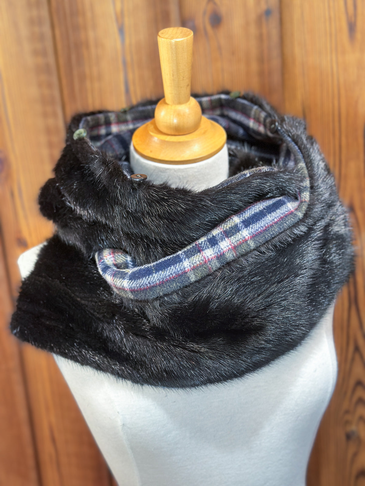 Foulard à capuchon amovible et réversible Vert, bleu et Noir