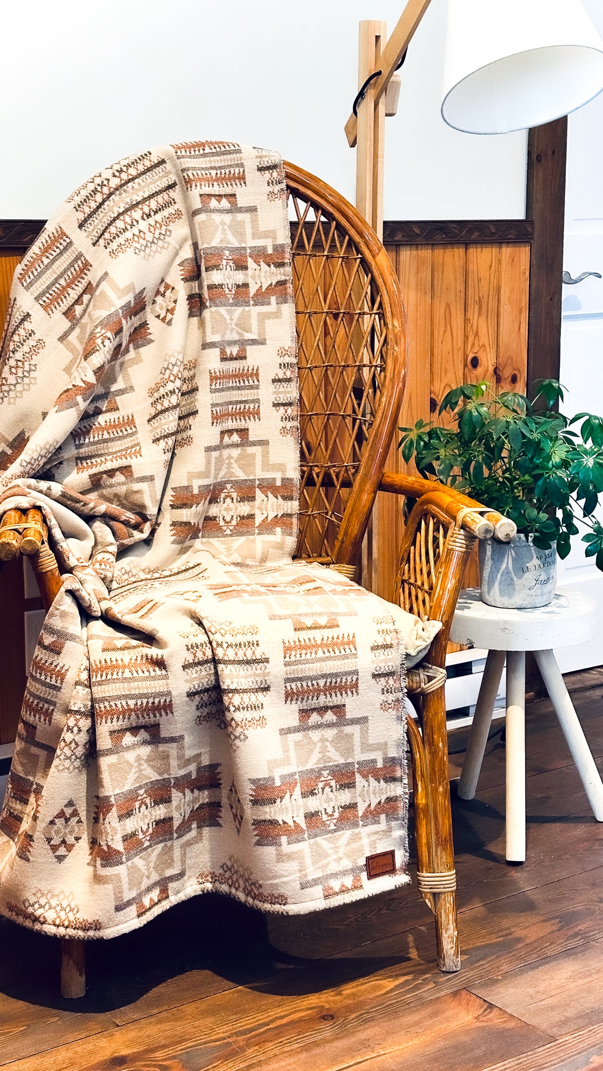 Blanket Aztec boho wool throw – Hélènou tricot fourrure