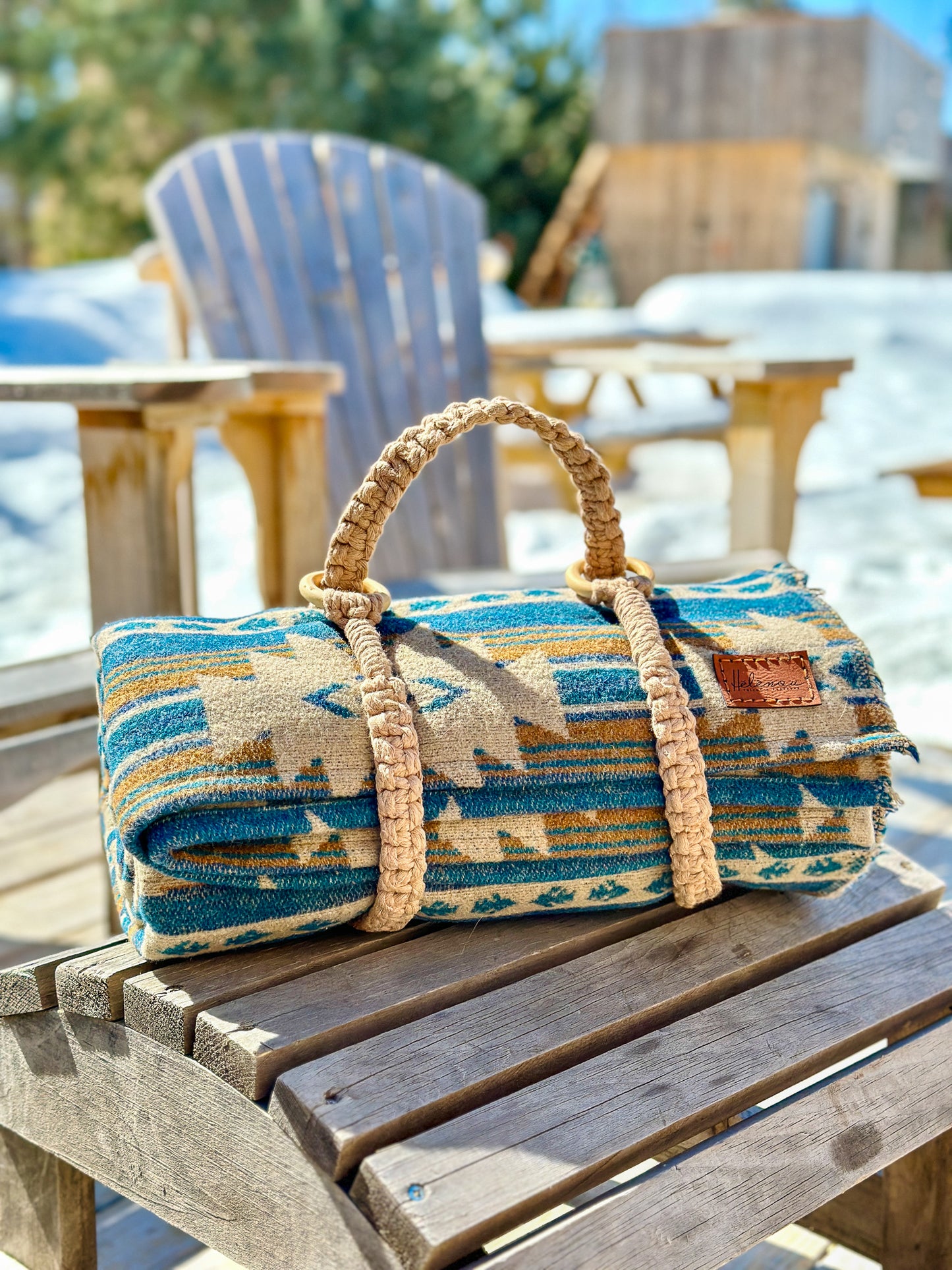 Couverture - Jeté en laine à motif boho aztèque