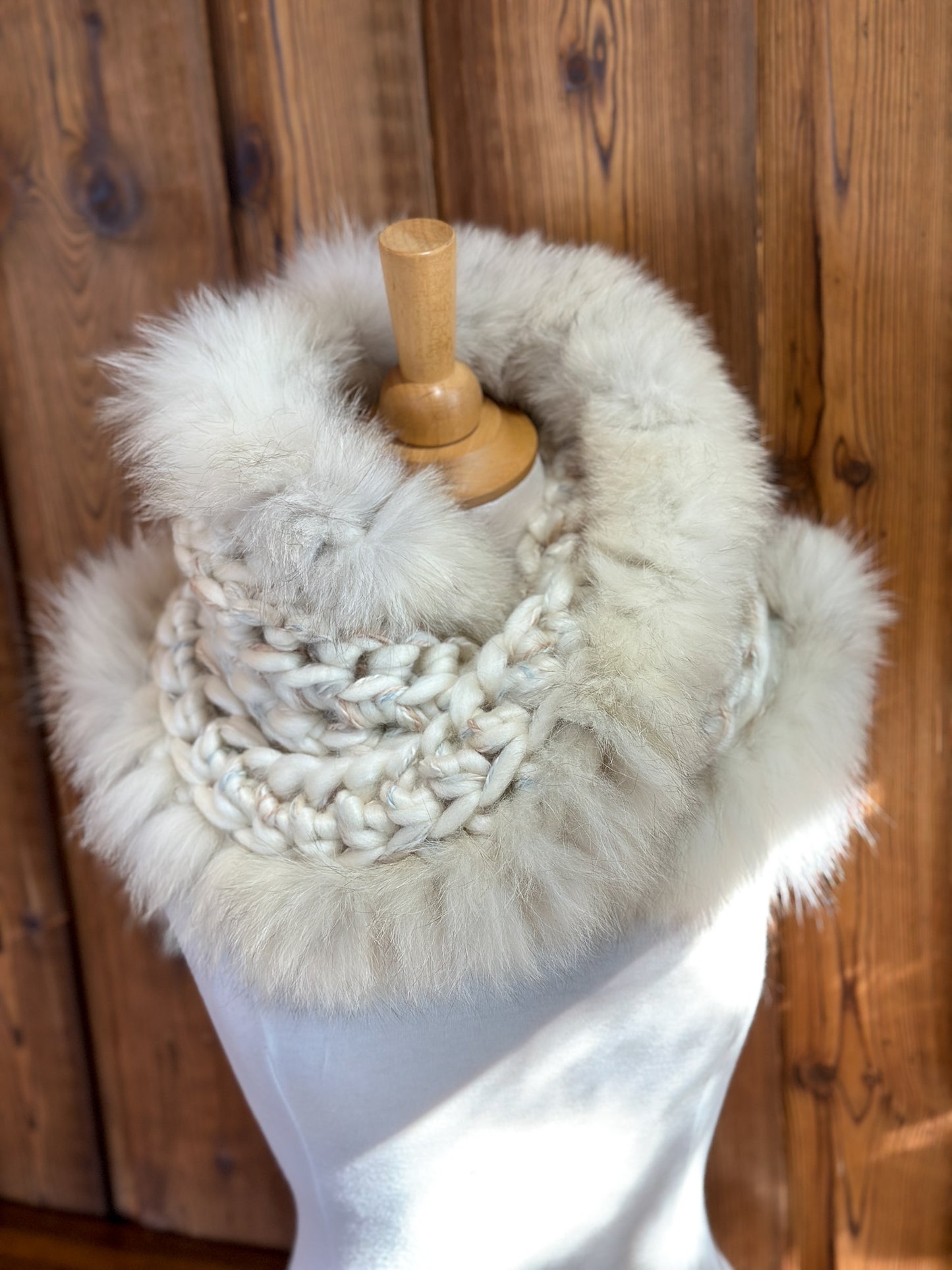 Foulard avec fourrure recyclée Renard