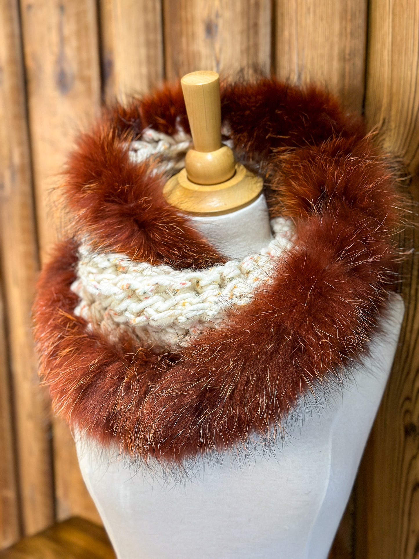 Scarf with recycled fur