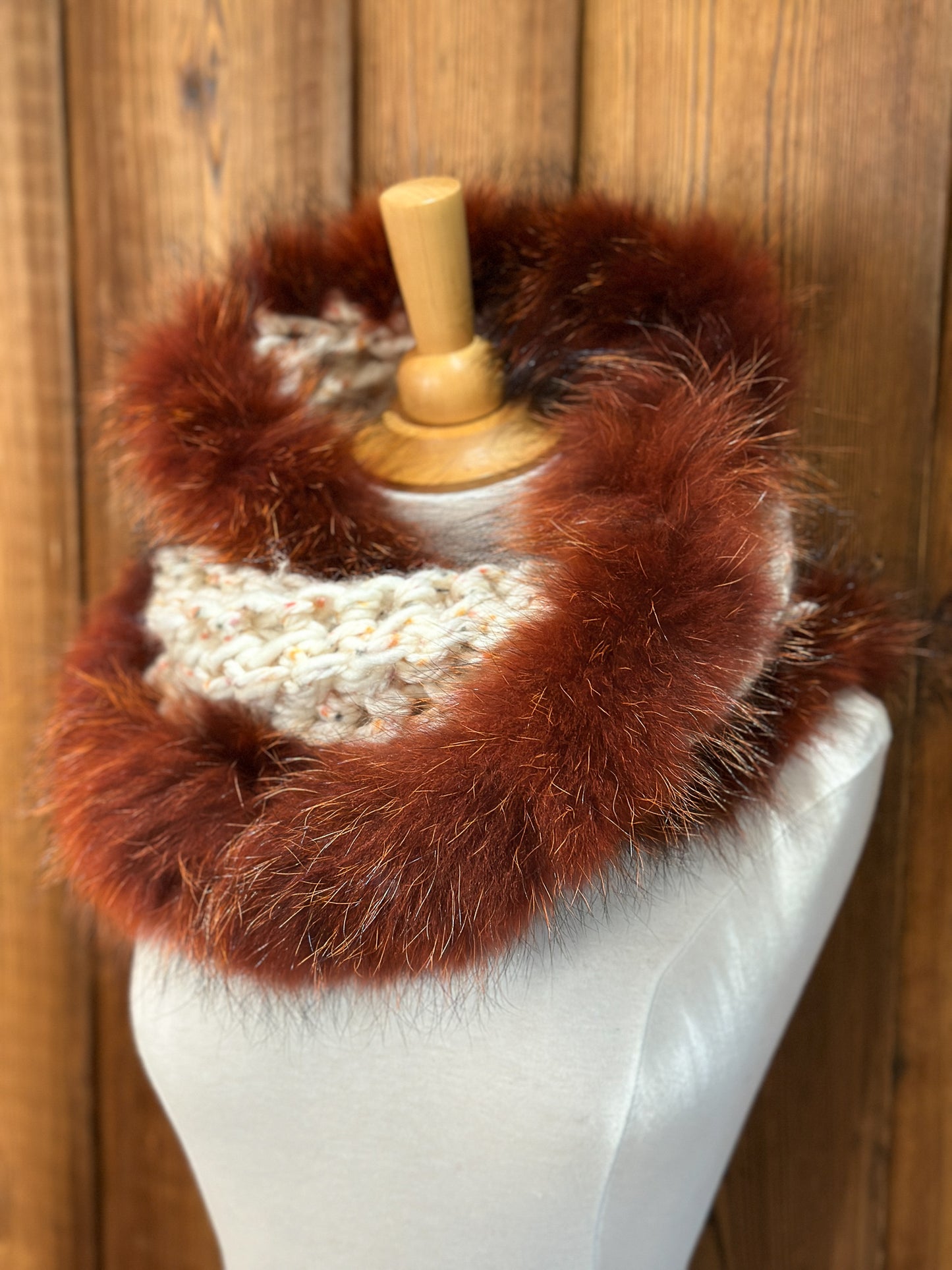 Scarf with recycled fur