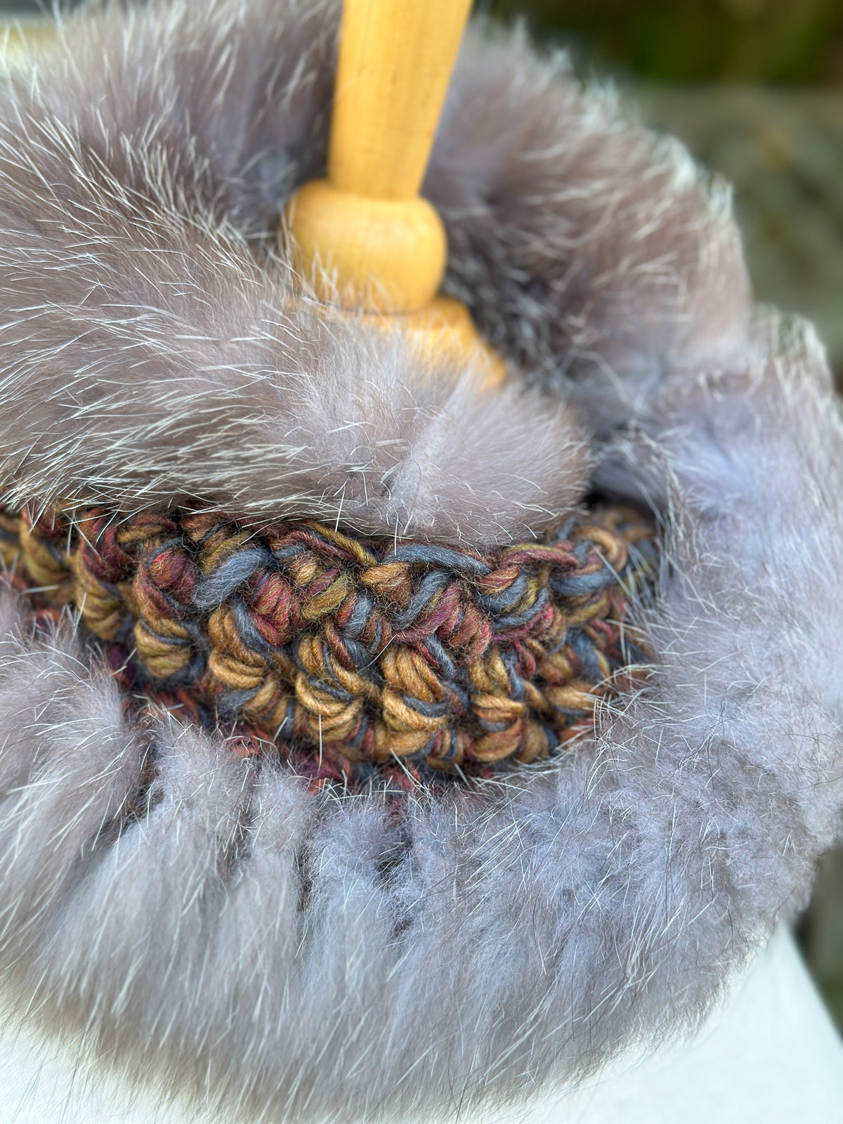 Foulard avec torsade avec fourrure recyclée - Renard