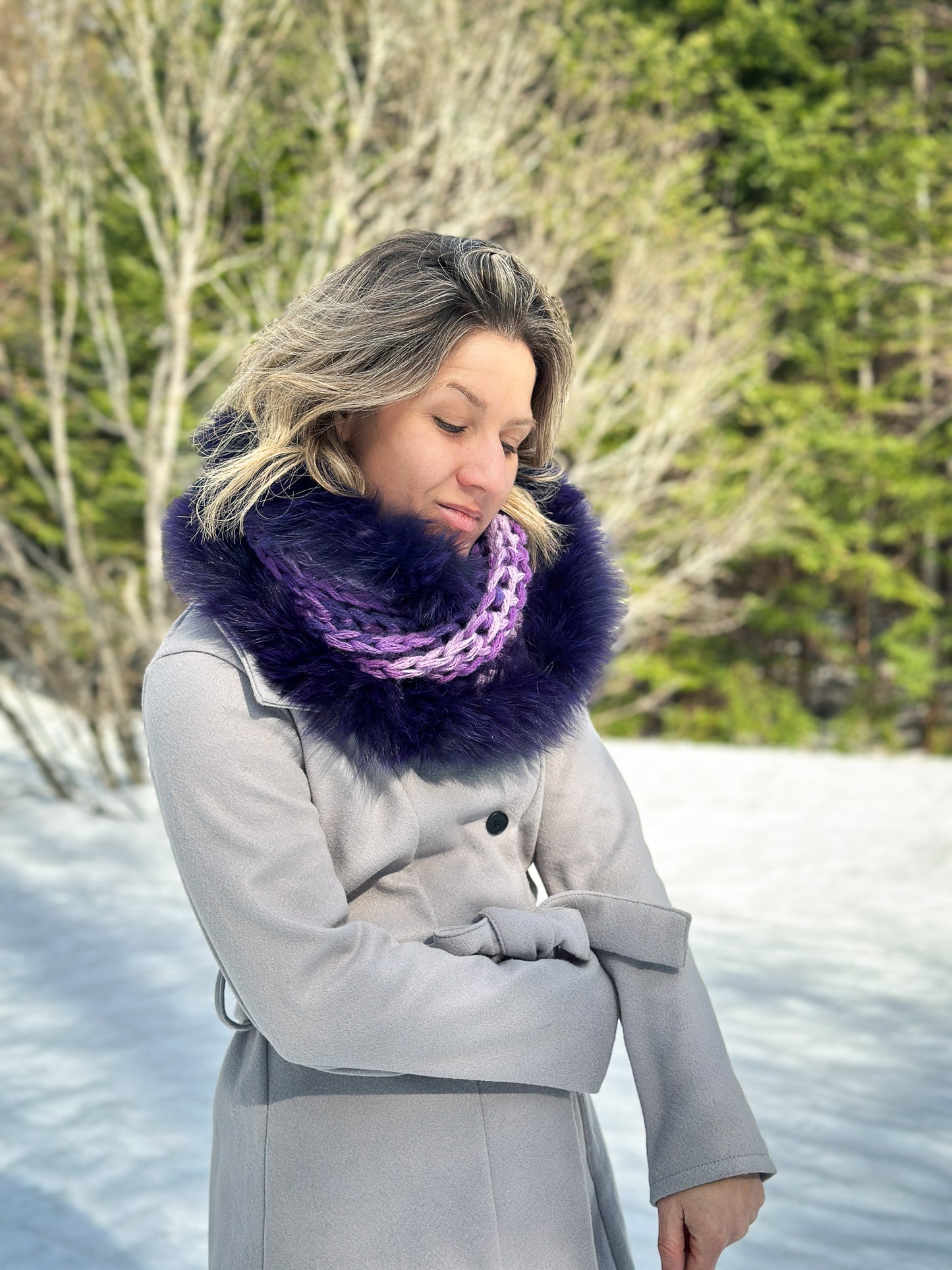 Foulard avec fourrure recyclée