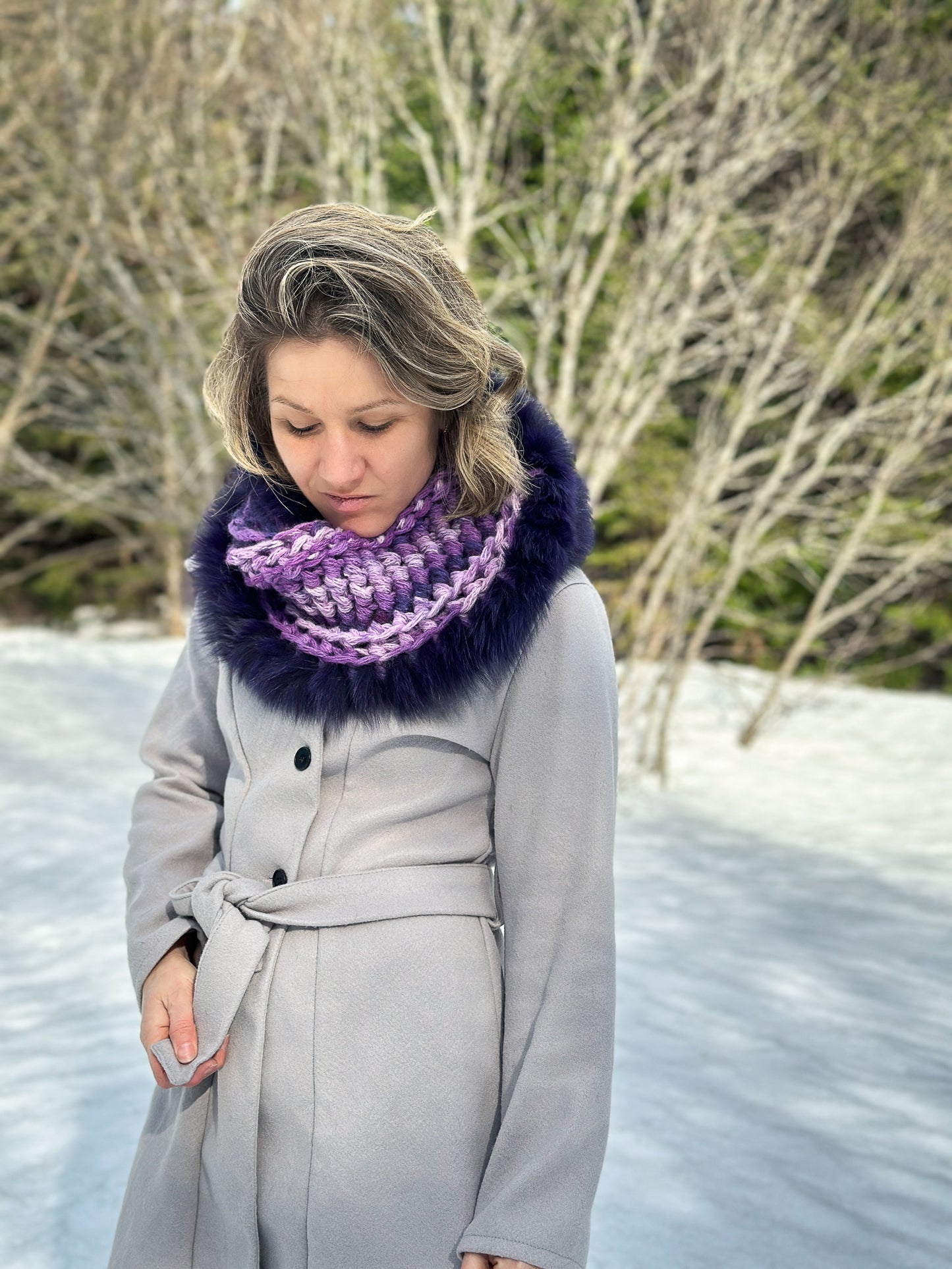 Foulard avec fourrure recyclée