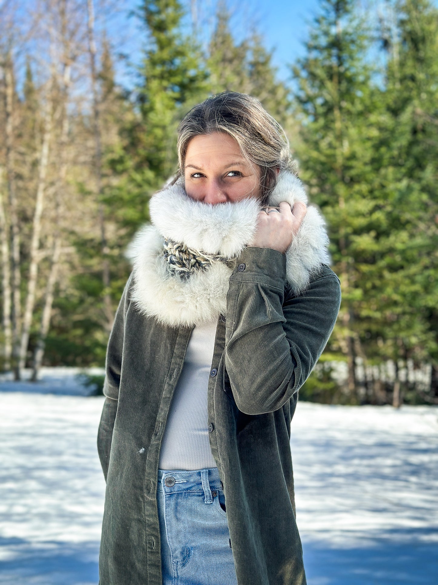 Foulard avec fourrure recyclée Renard
