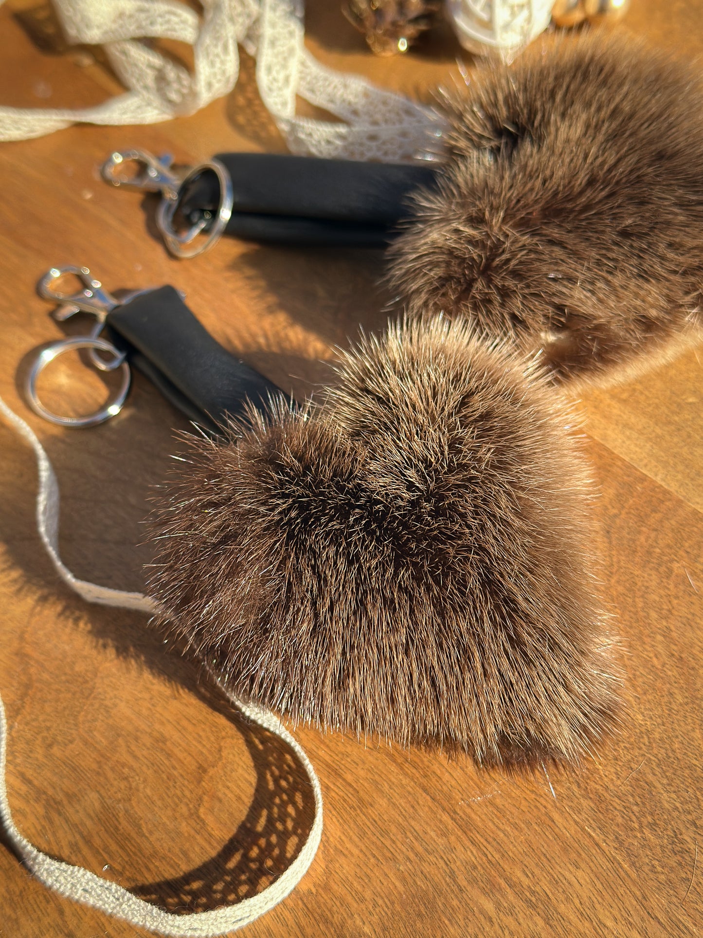 “Little heart” recycled fur key ring