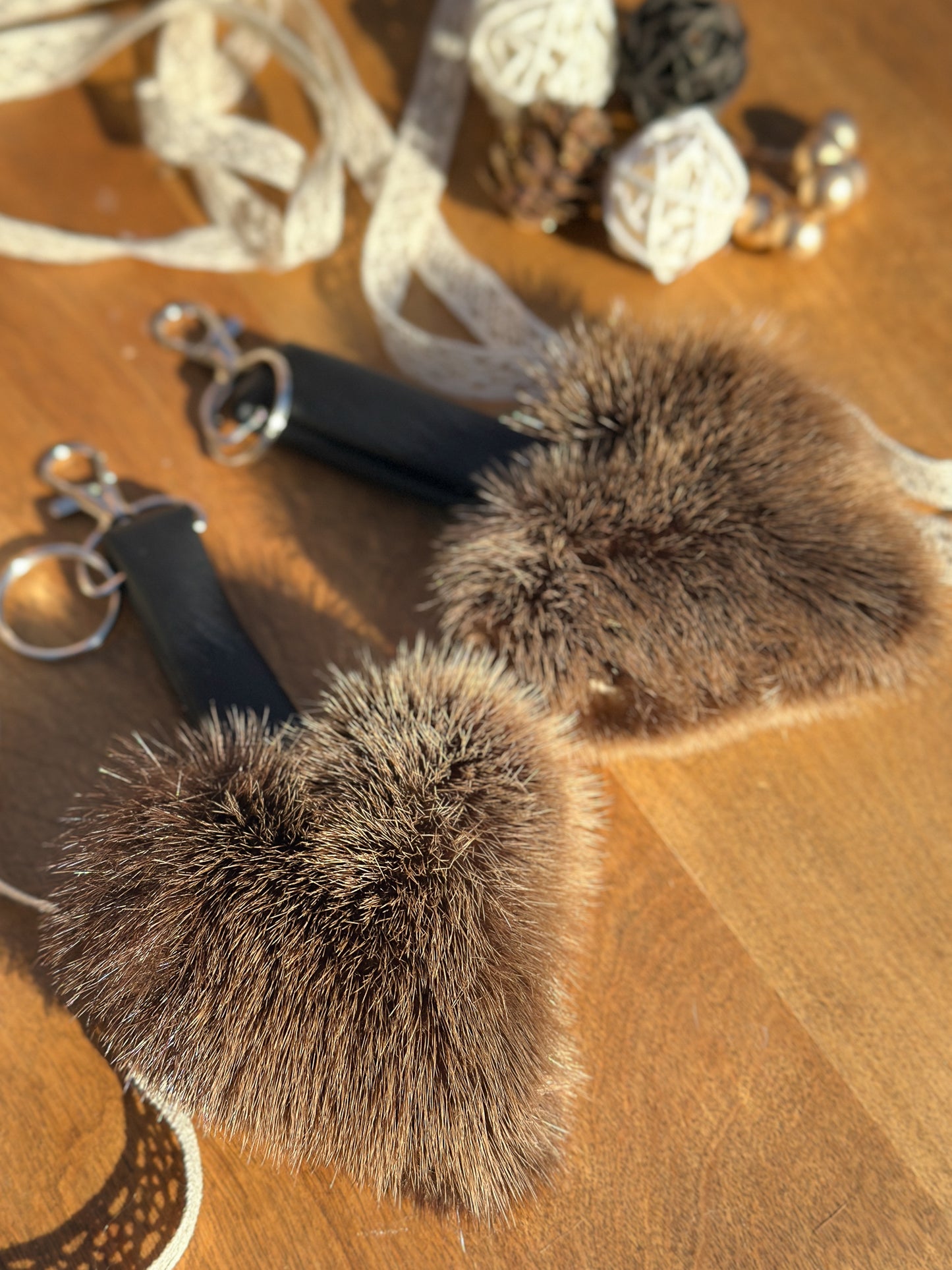 “Little heart” recycled fur key ring