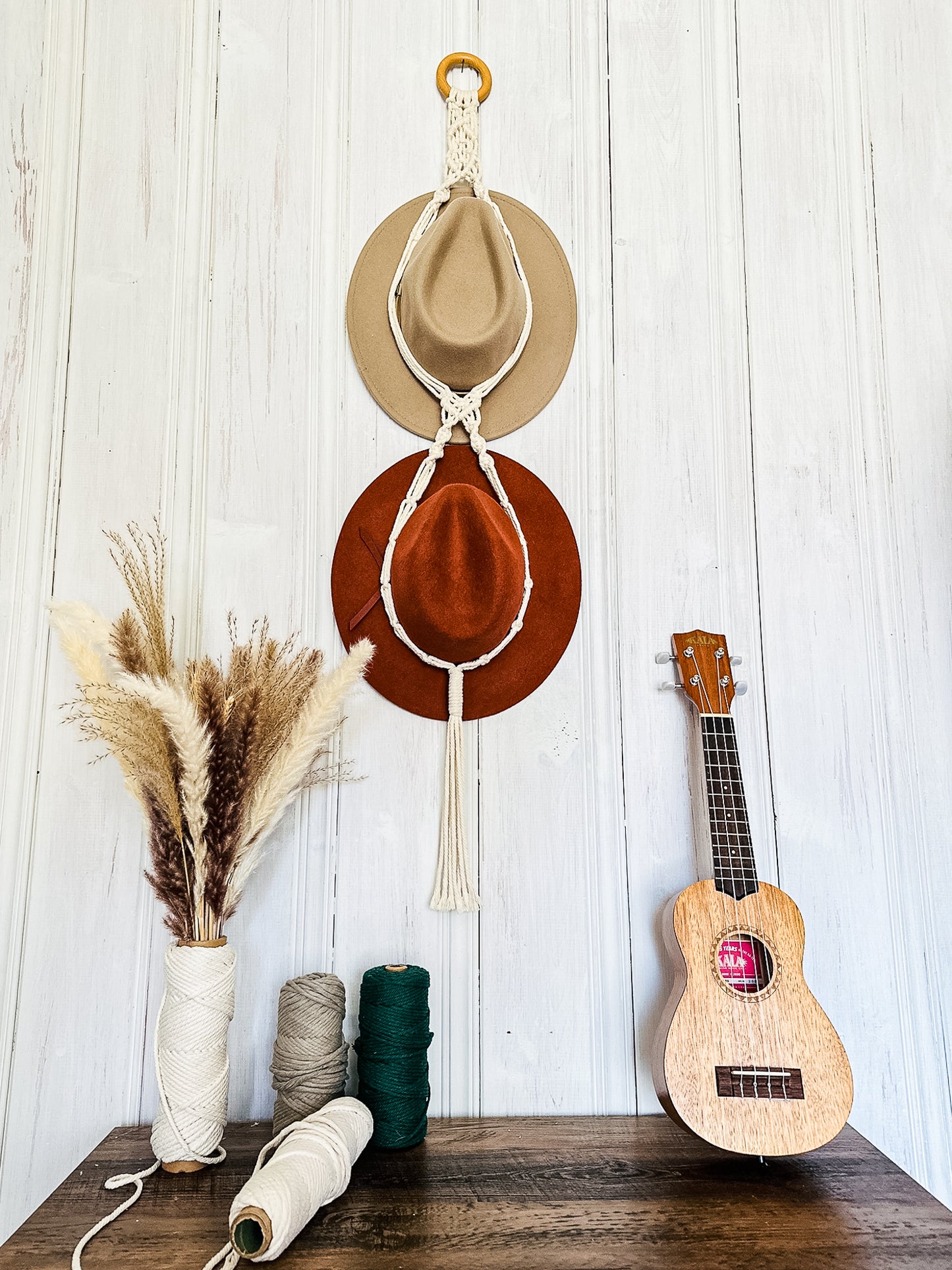 Support double à chapeau en macramé