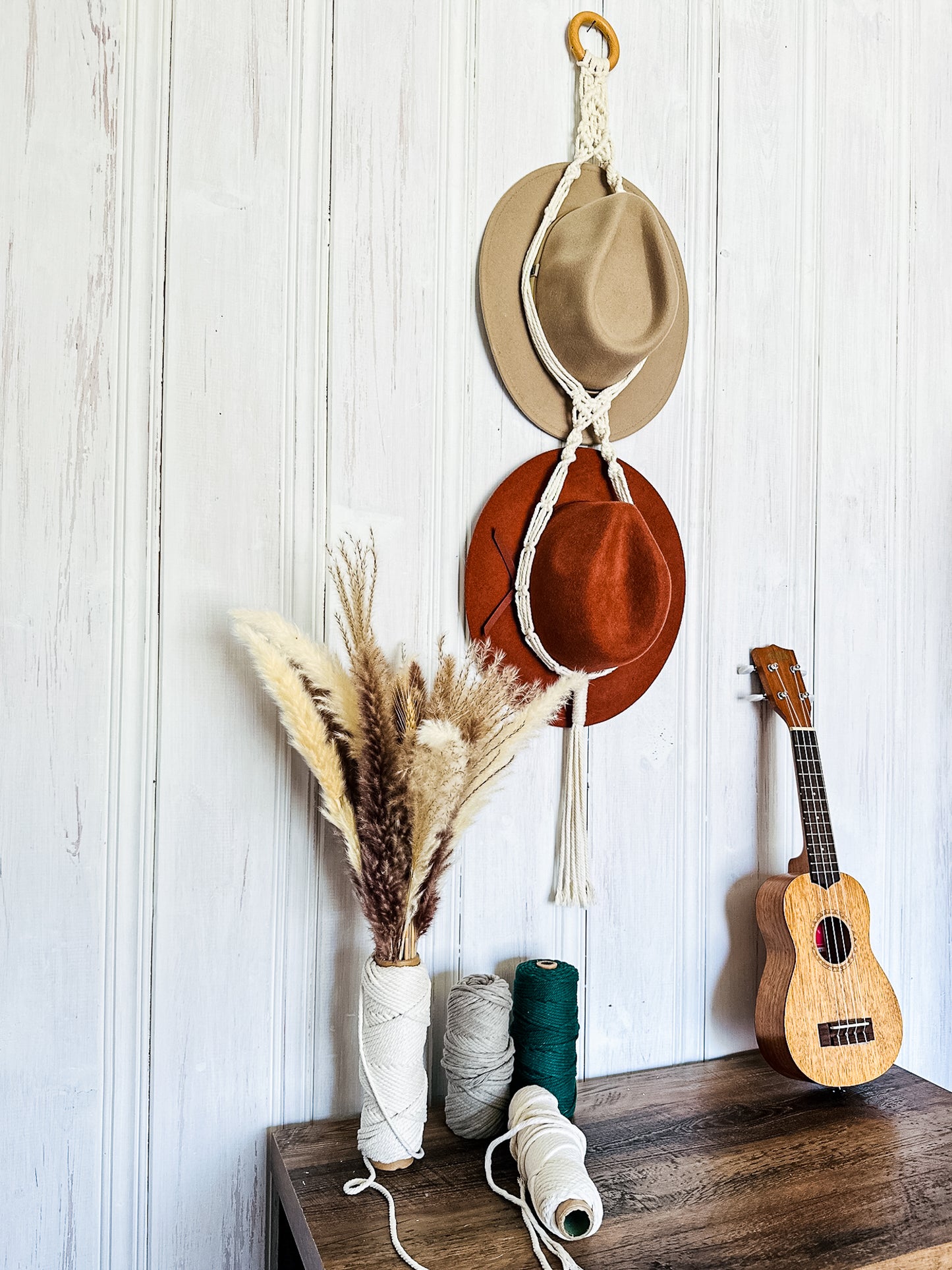 Support double à chapeau en macramé