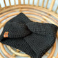 women's black headband knitted in soft wool - handmade - one size fits all