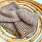 Bandeau beige tricot torsadé en laine douce - fait à la main - taille unique - pour femme