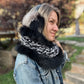 Foulard avec fourrure recyclée - Noir et gris
