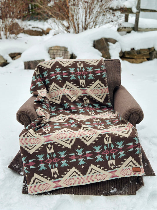 Couverture - Jeté en laine à motif boho aztèque