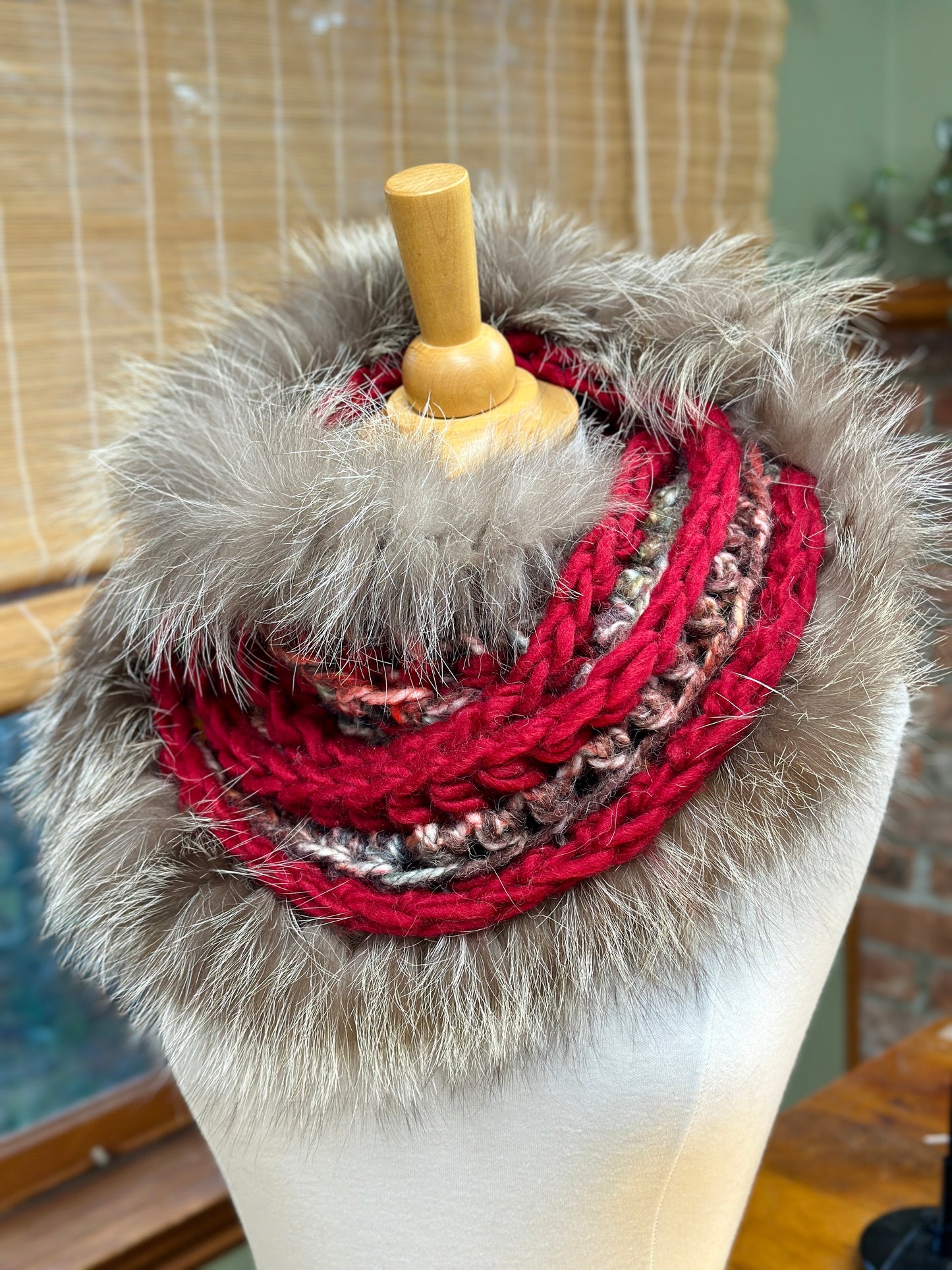 Scarf with recycled fur