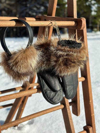 Recycled Fur Earmuffs, Brown Wild Cat