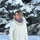 Foulard gris et fuchsia avec fourrure recyclée Renard