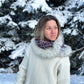Foulard gris et fuchsia avec fourrure recyclée Renard