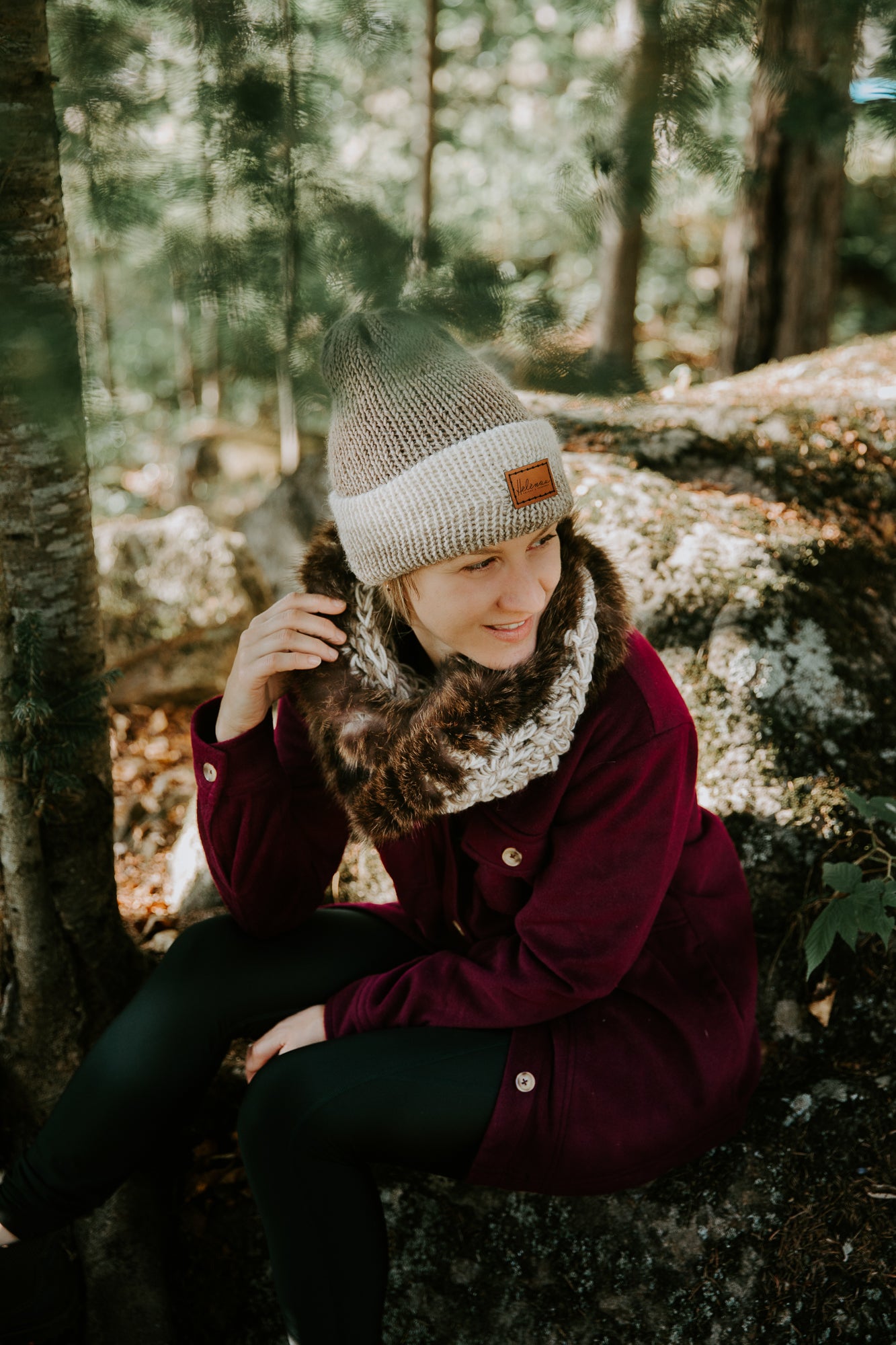 Ensemble tuque et foulard avec fourrure