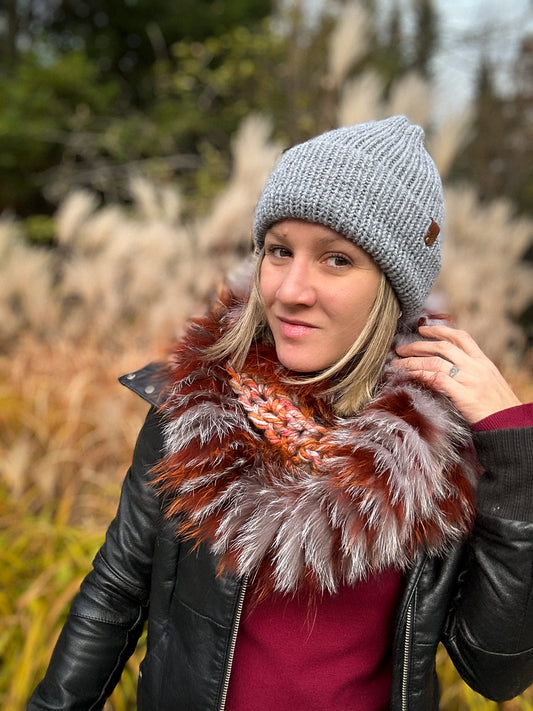 Scarf with recycled fur