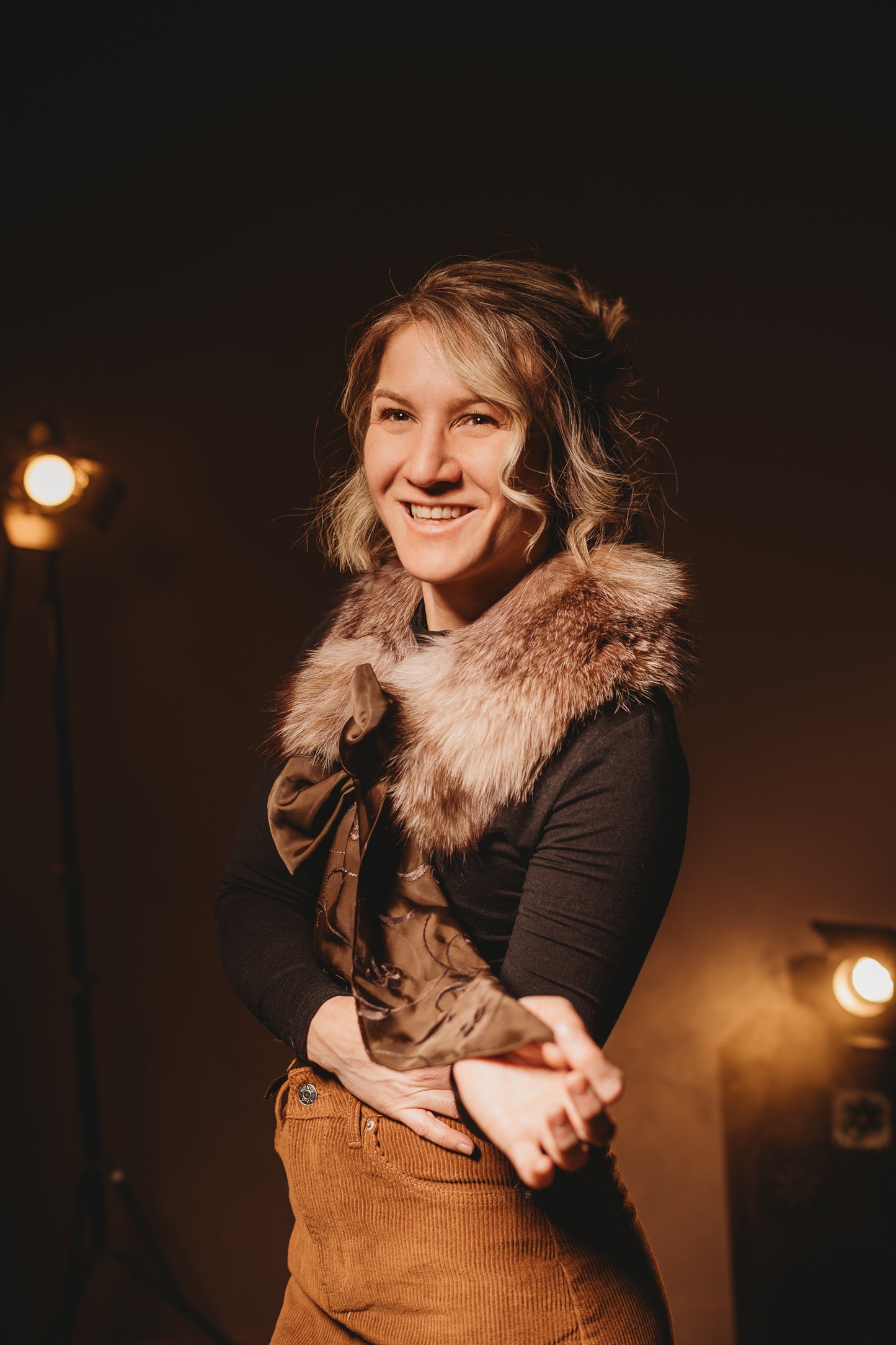 Foulard tout en fourrure avec boucle