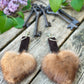 Porte clés en fourrure recyclée « p’tit coeur » Beige