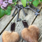 Porte clés en fourrure recyclée « p’tit coeur » Beige