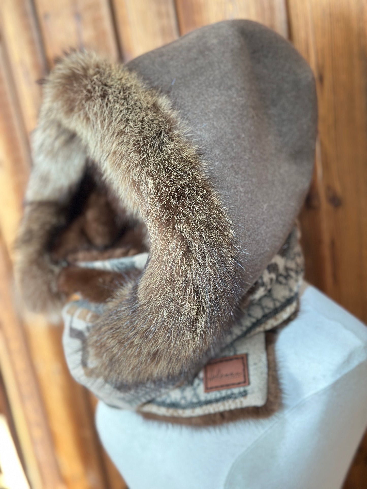 Foulard à capuchon amovible et réversible Beige et mauve