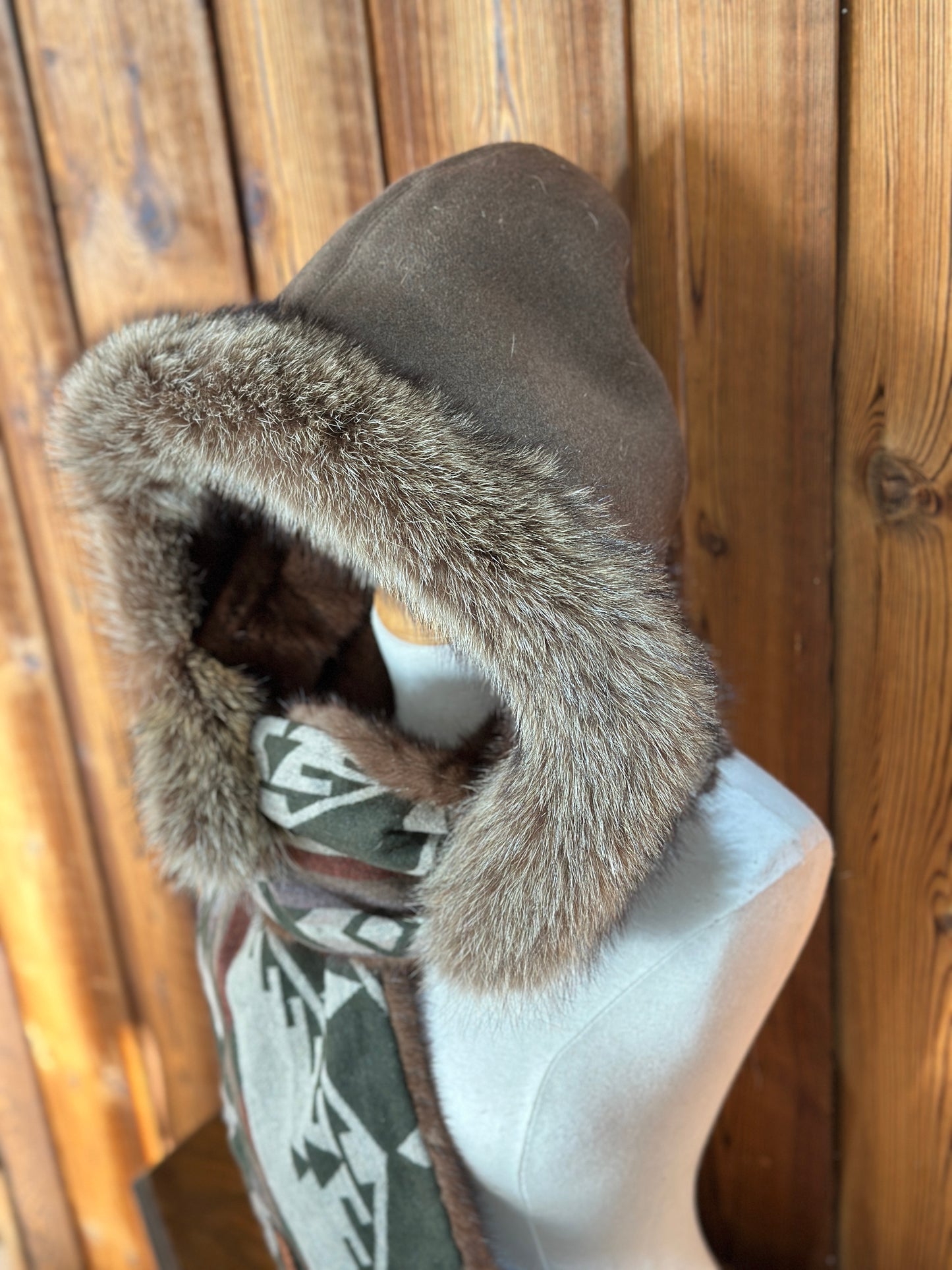Foulard à capuchon amovible et réversible Vert et beige