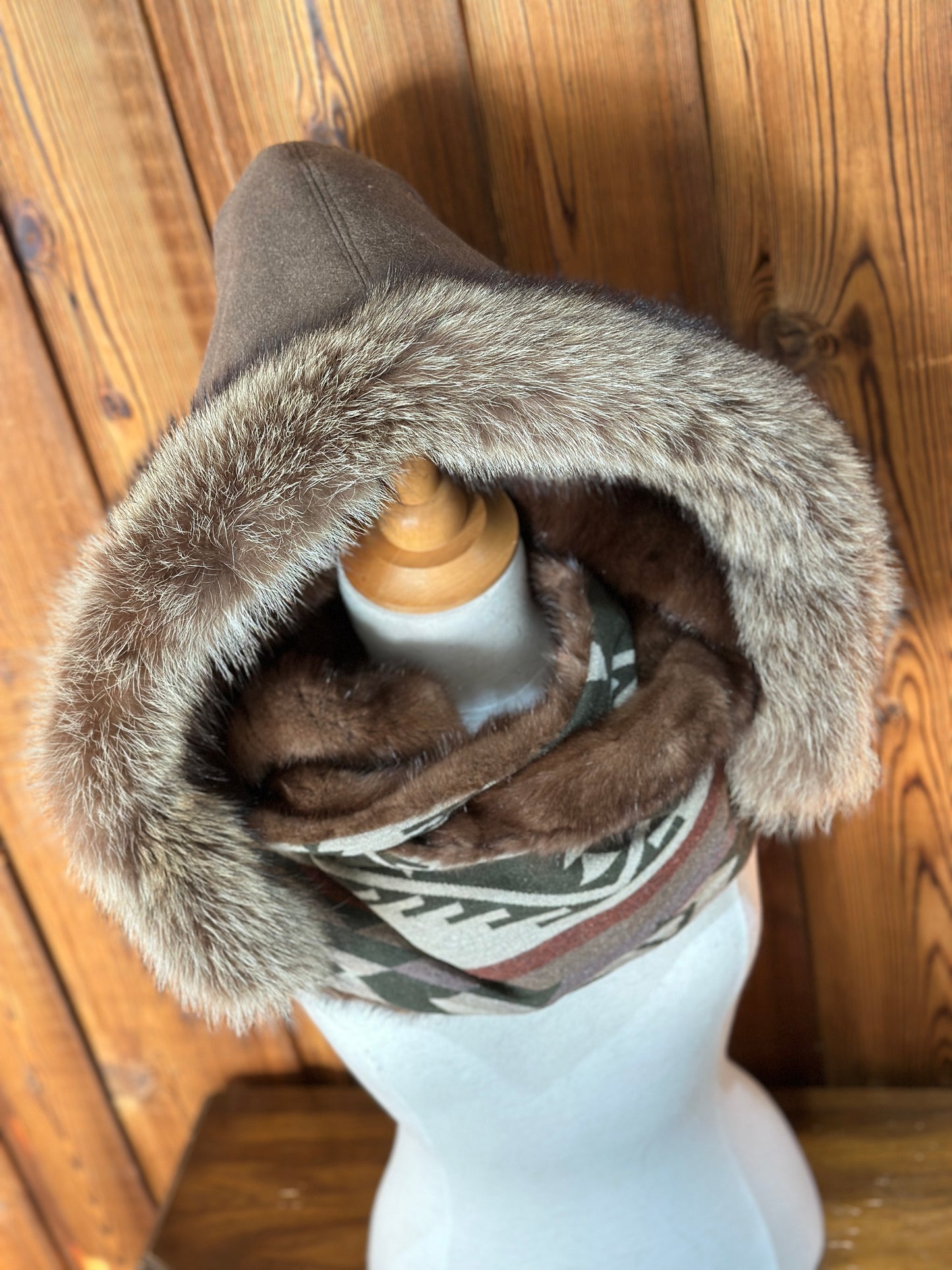 Foulard à capuchon amovible et réversible Vert et beige