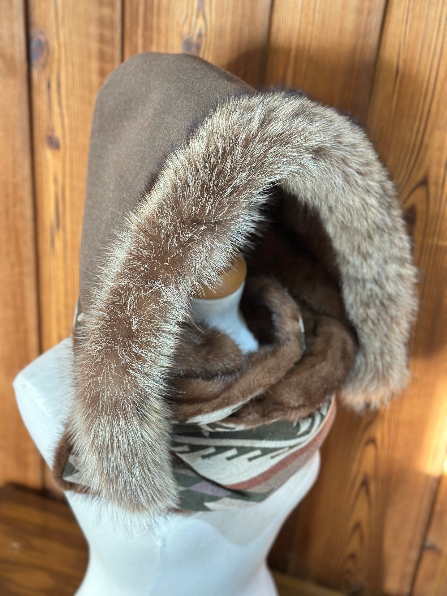 Foulard à capuchon amovible et réversible Vert et beige